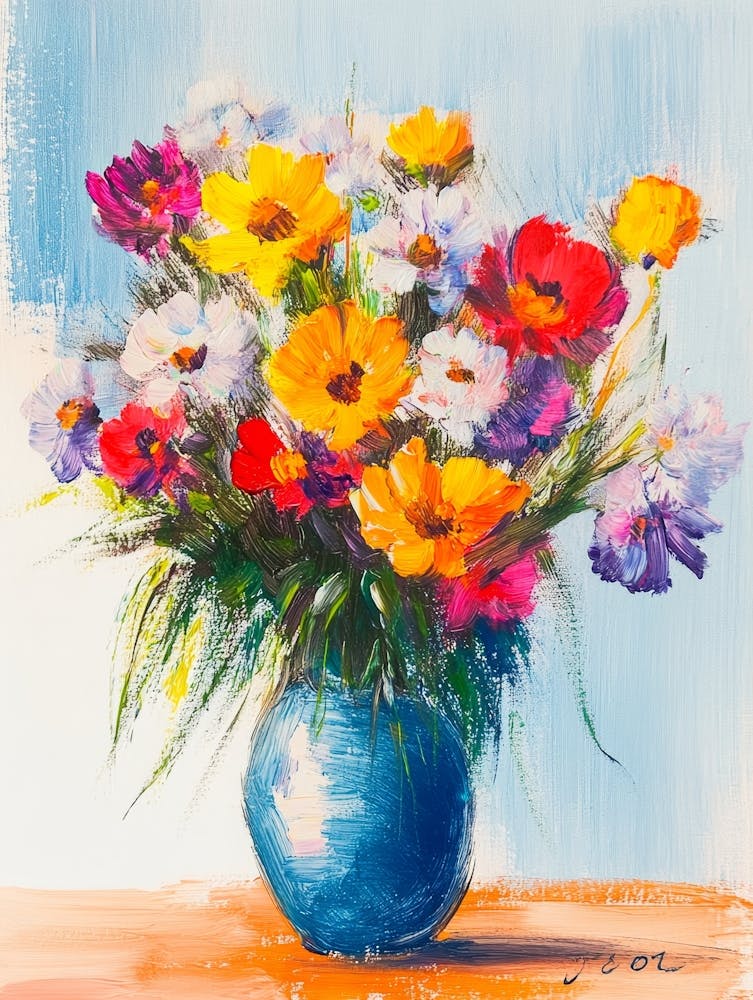 Blumen in einer blauen Vase