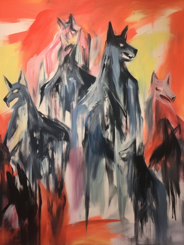 Wolves Abstract Expressionism 4