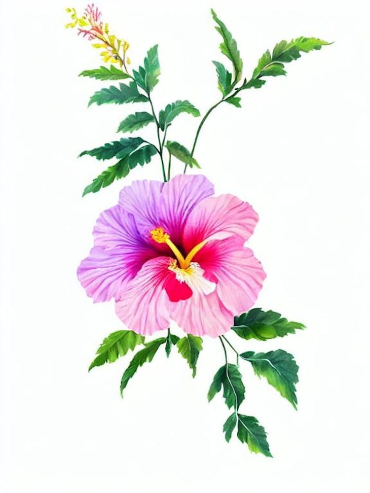Hibiscus Watercolour Flower