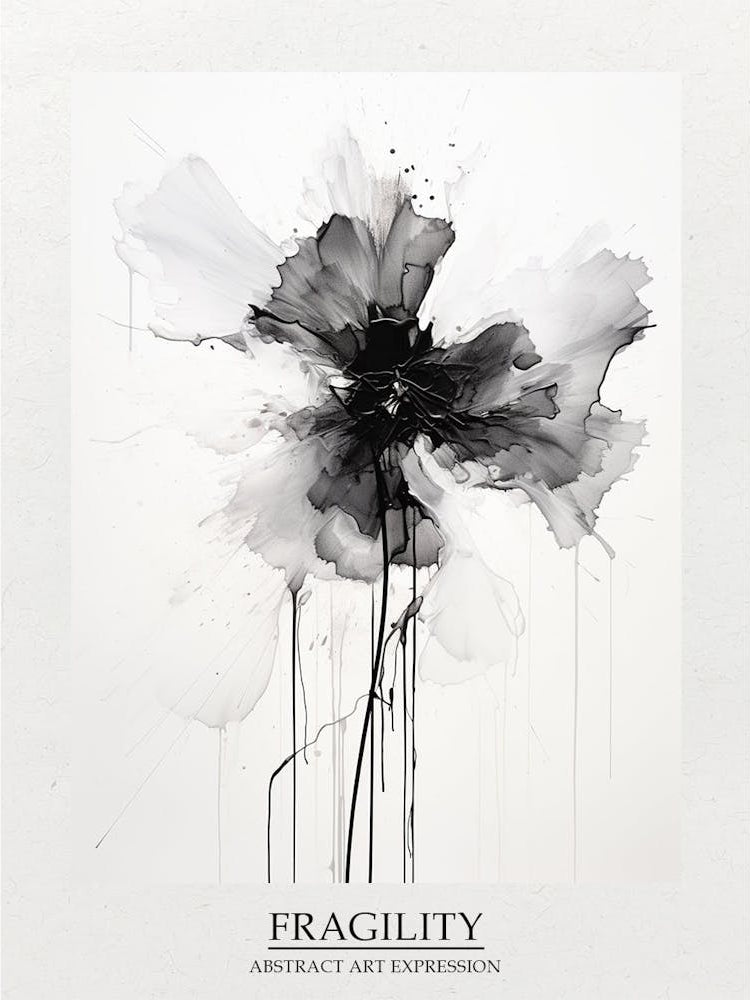 Fragility Abstract Black And White 3 Poster