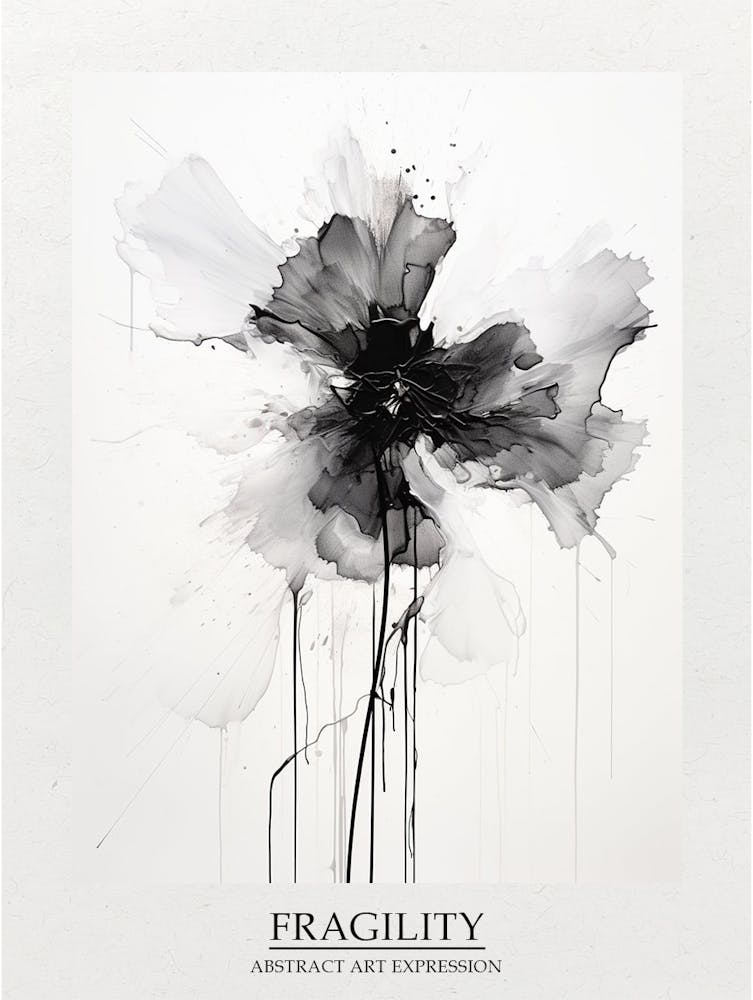 Fragility Abstract Black And White 3 Poster