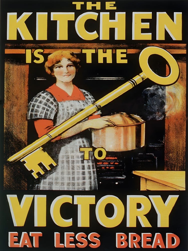 Eat Less Bread, Funny Vintage Advertising Poster