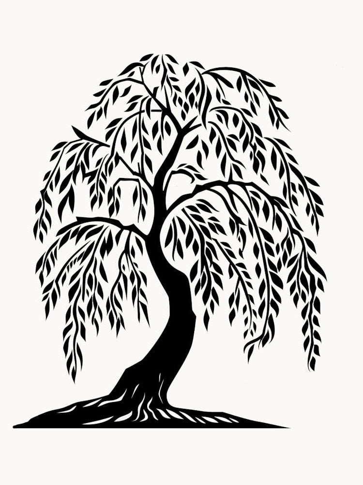 Willow Tree Simple Geometric Nature Stencil 1
