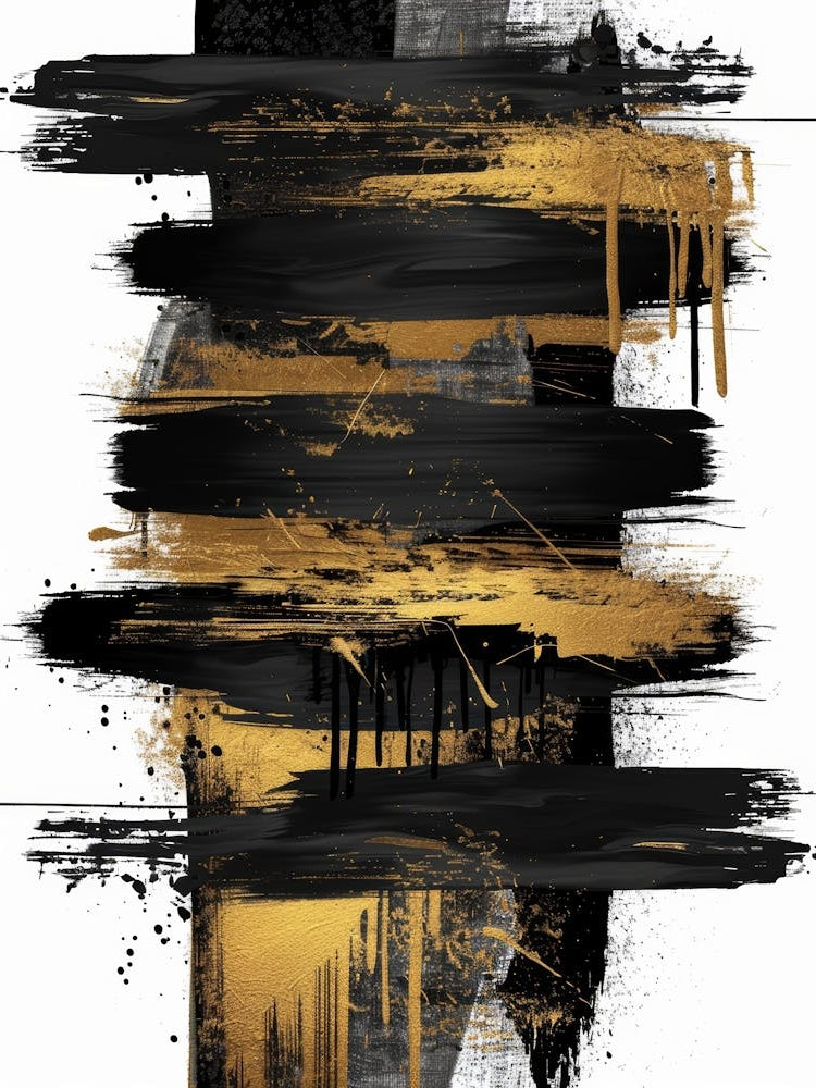 Abstract Black And Gold Painting 104