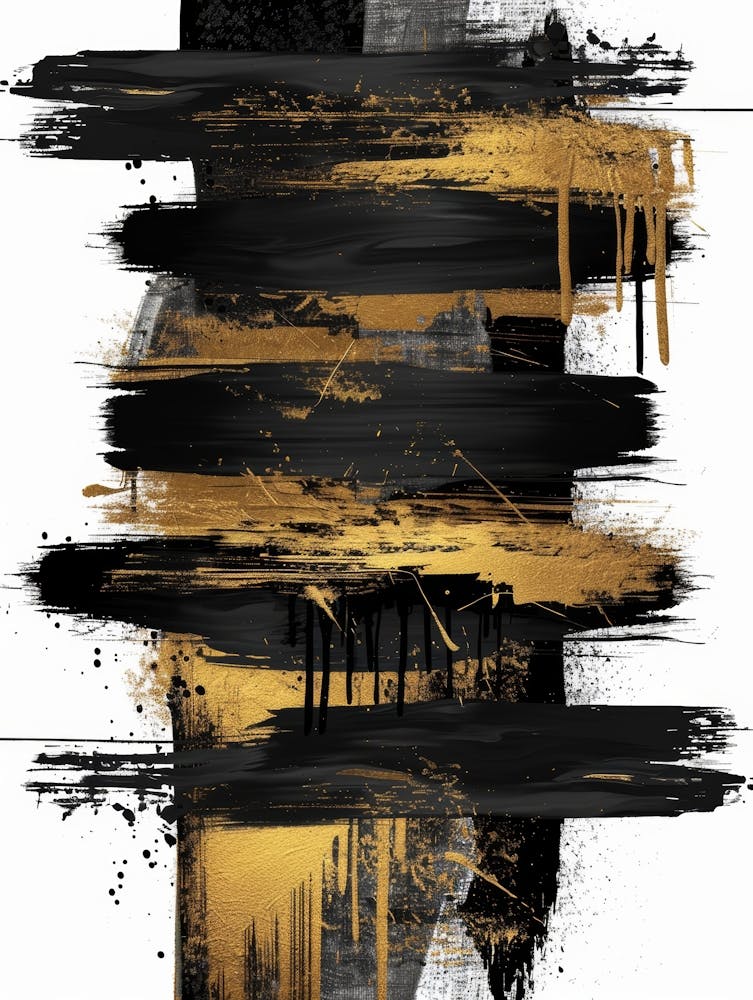 Abstract Black And Gold Painting 104