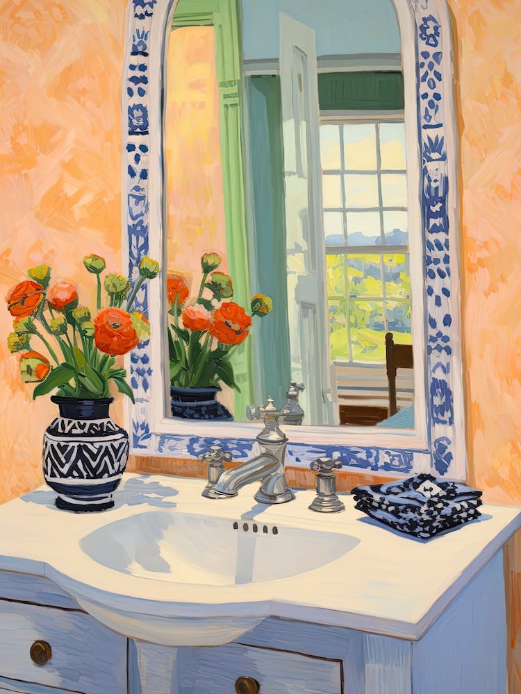 Bathroom Vanity Painting With A Queen Anne S Lace Bouquet 2