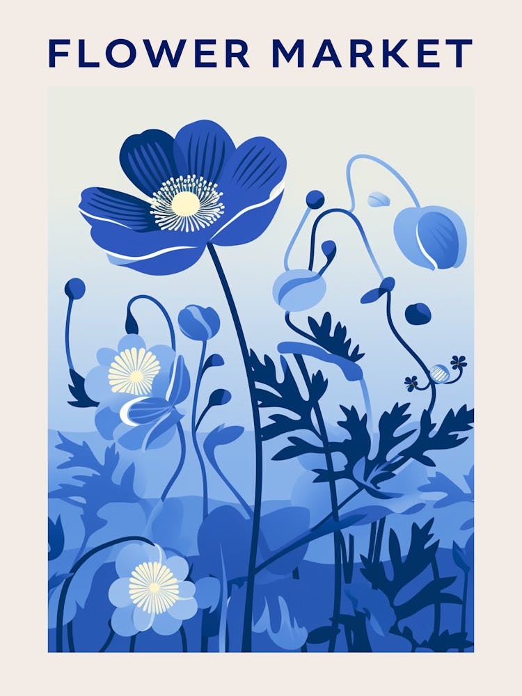Blue Flower Market Poster 1