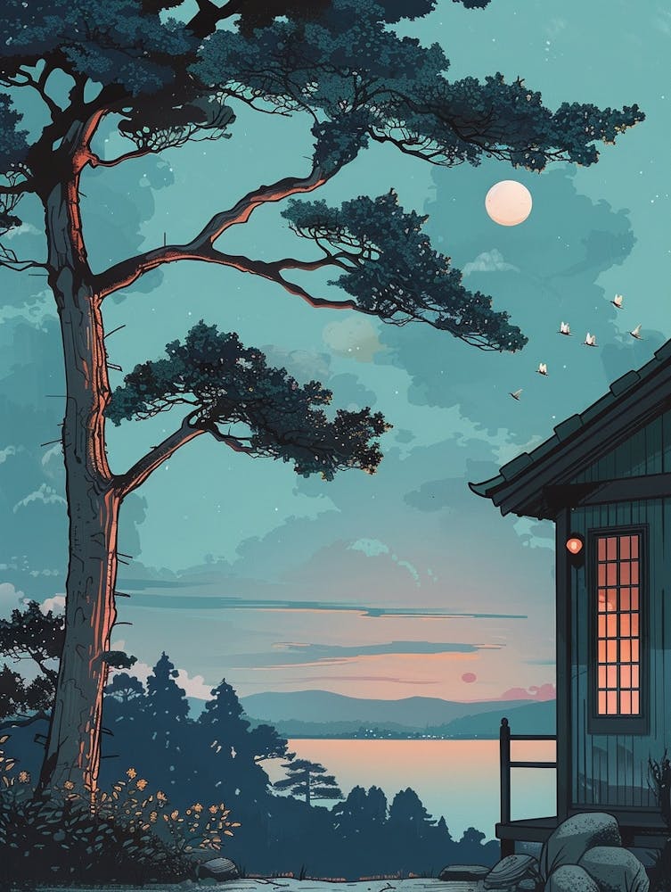 Yufuin Japan 3 Retro Illustration