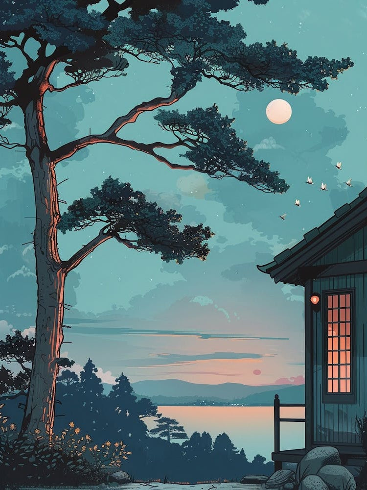 Yufuin Japan 3 Retro Illustration