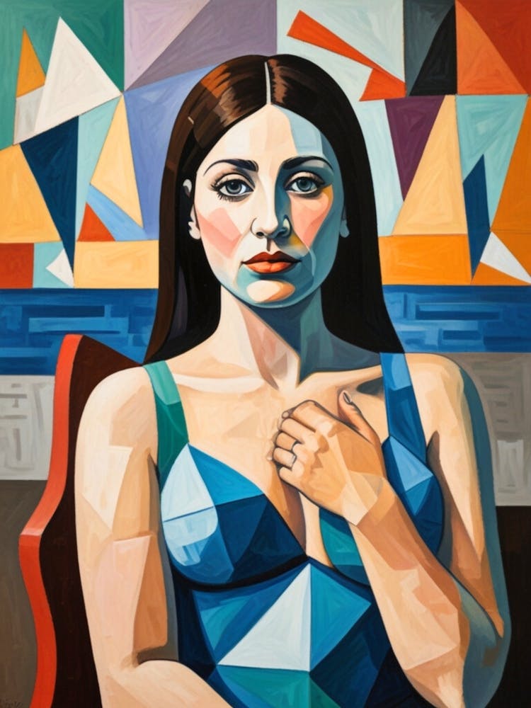 Frau in einem blauen Kleid 6