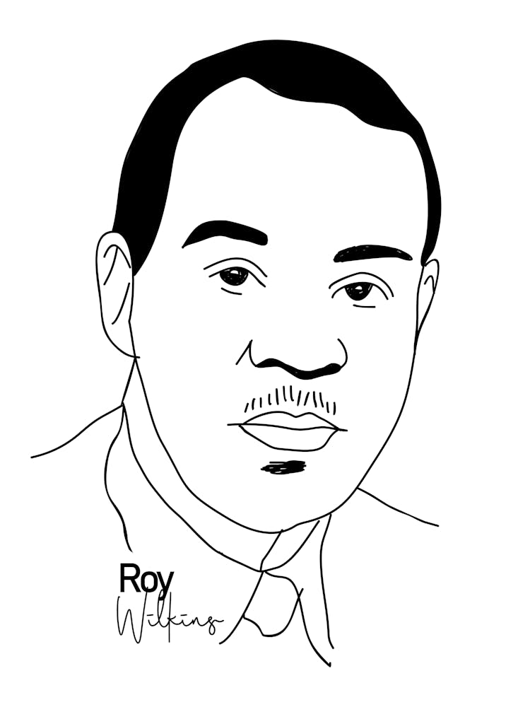 Roy Wilkins Activist Legend in Monoline Illustration