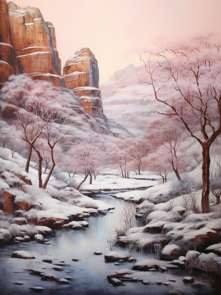 Dreamy Winter Painting Zion National Park United States 4