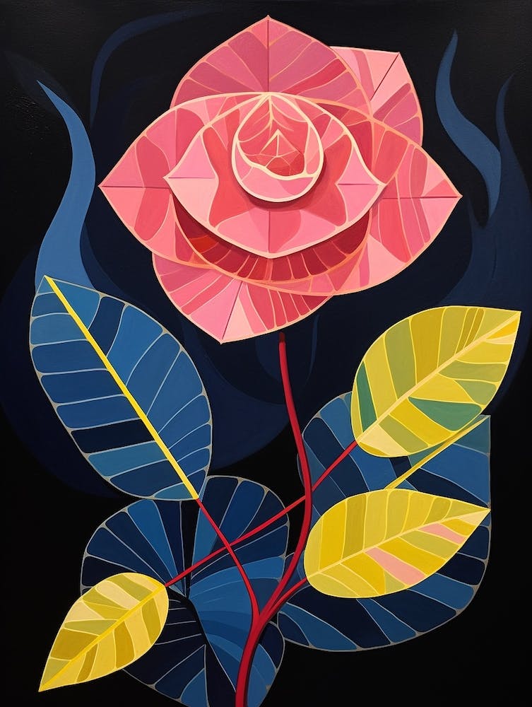 Rose 3 Hilma Af Klint Inspired Flower Illustration