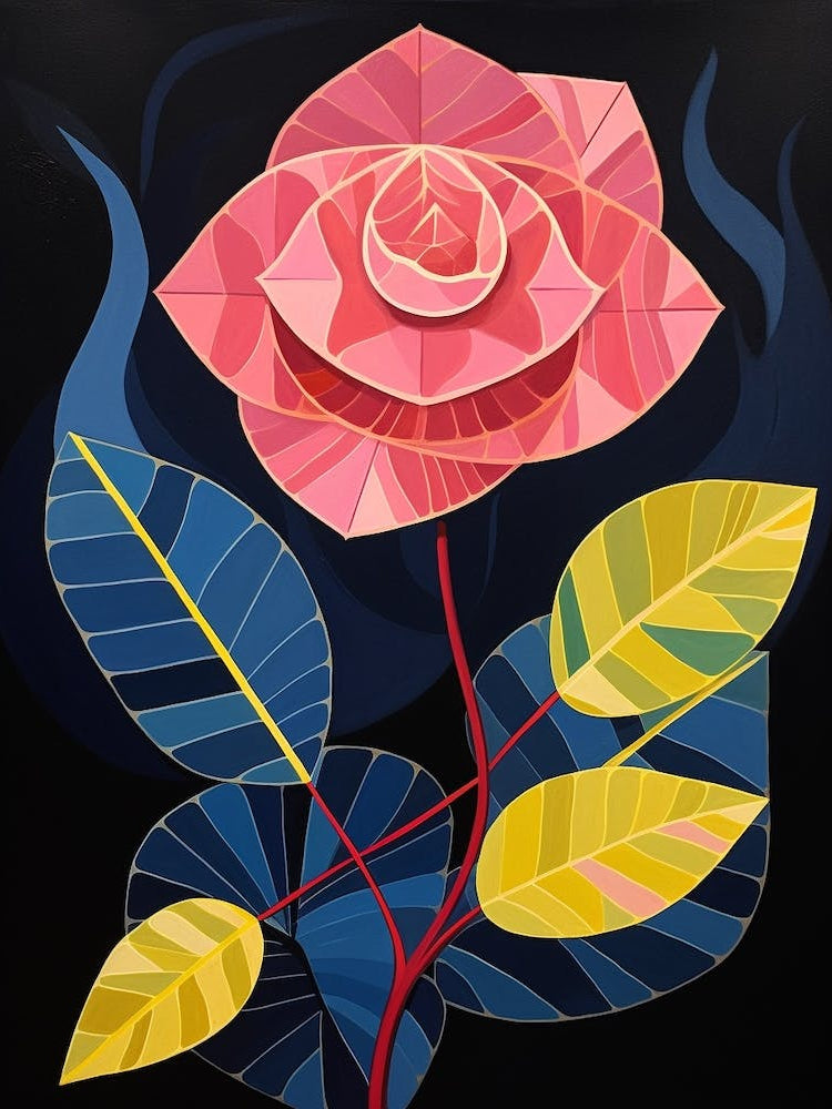 Rose 3 Hilma Af Klint Inspired Flower Illustration