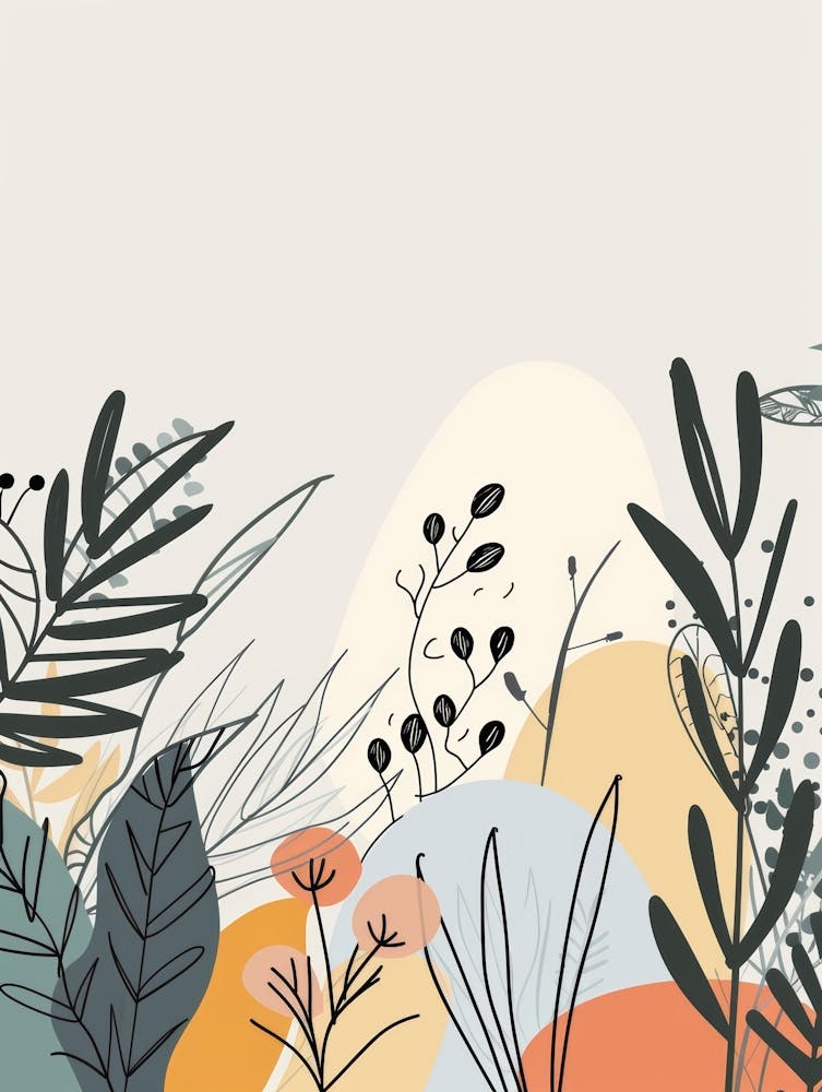 Fond abstrait avec plantes et fleurs