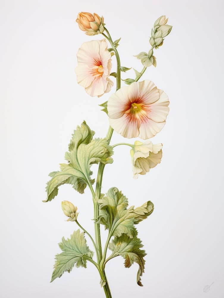 Pressed Flower Botanical Art Hollyhock 2