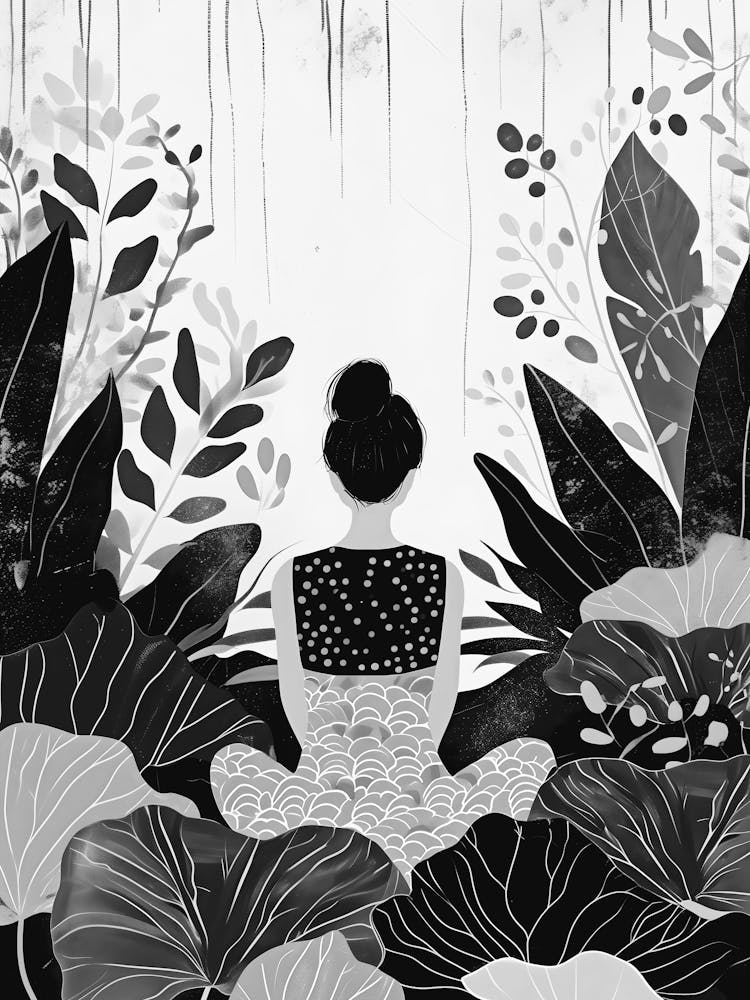 Meditating Woman In The Forest