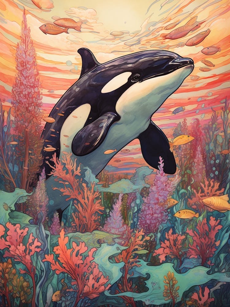 Orca Whale And Flowers 7