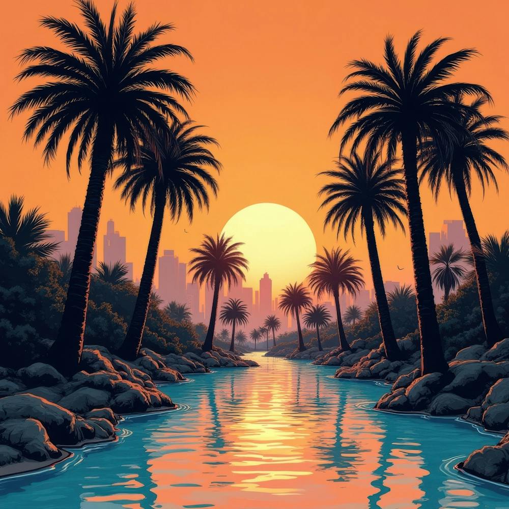 Sunset Palm Trees 1