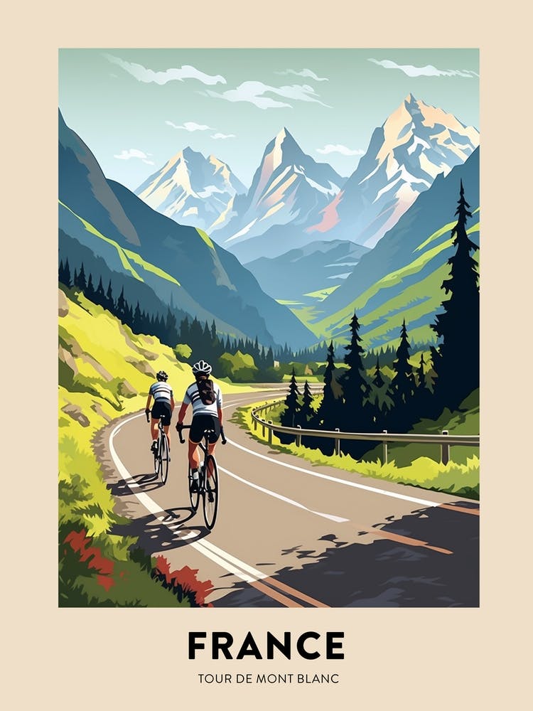 Tour De Mont Blanc France 13 Vintage Radfahr-Reiseposter