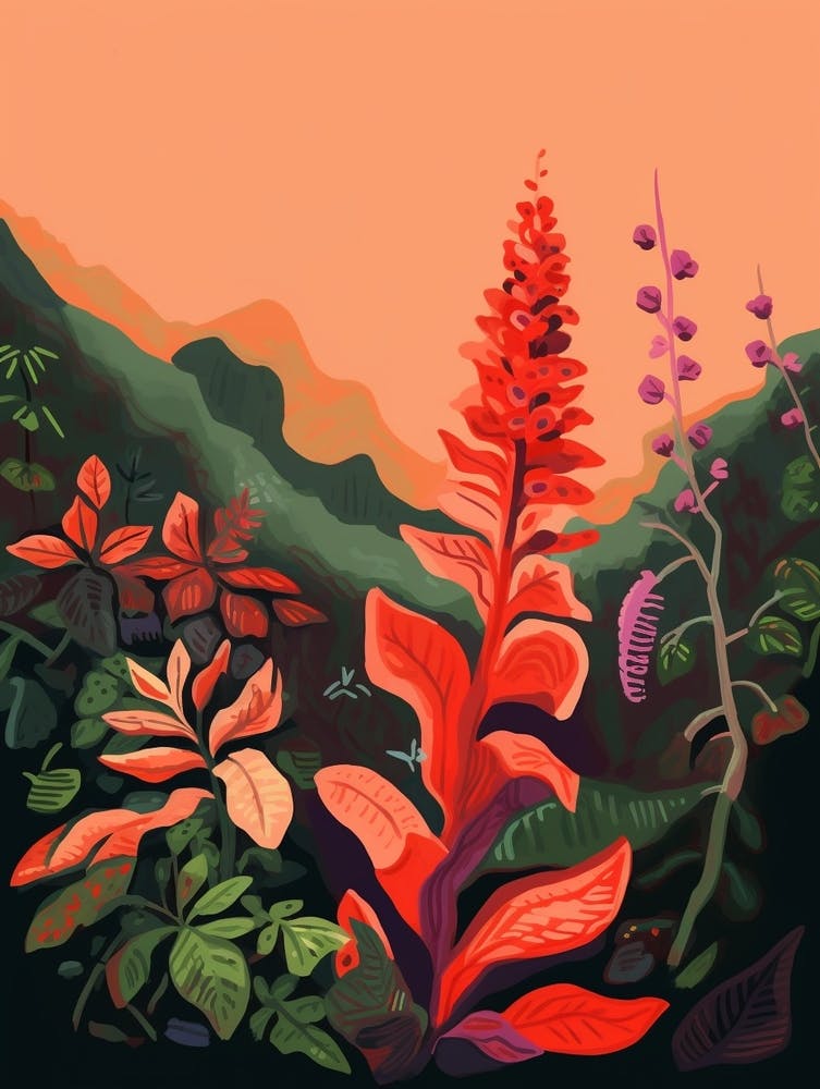 Peinture de Fleurs Sauvages Bohème Downy Rattlesnake Plantain 2