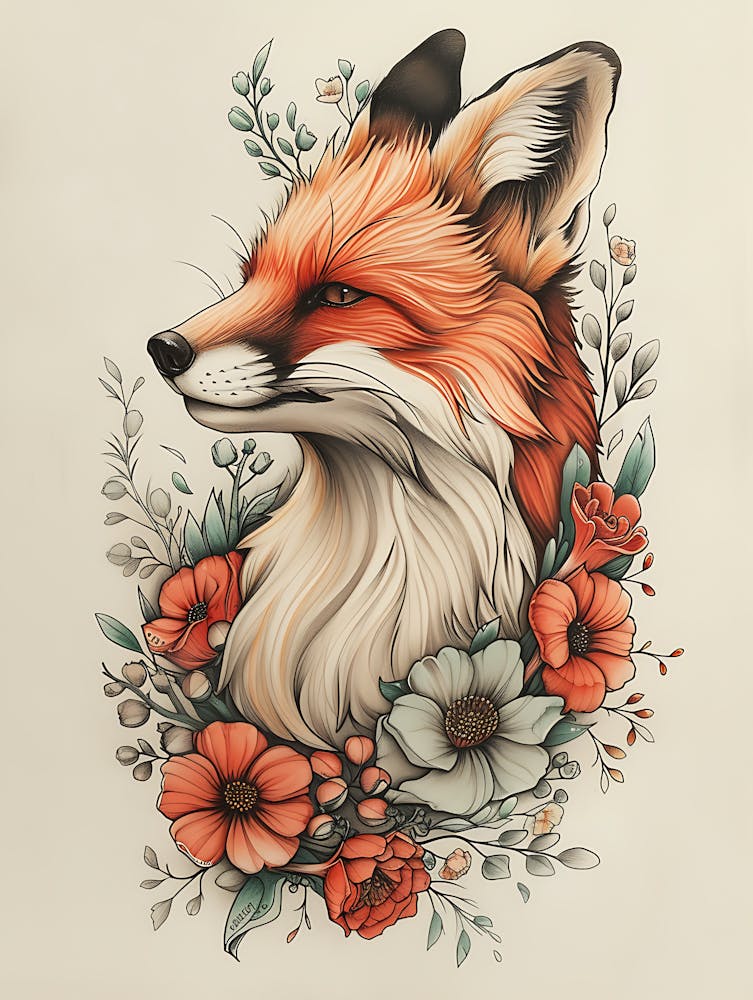 Amazing Red Fox With Flowers 18