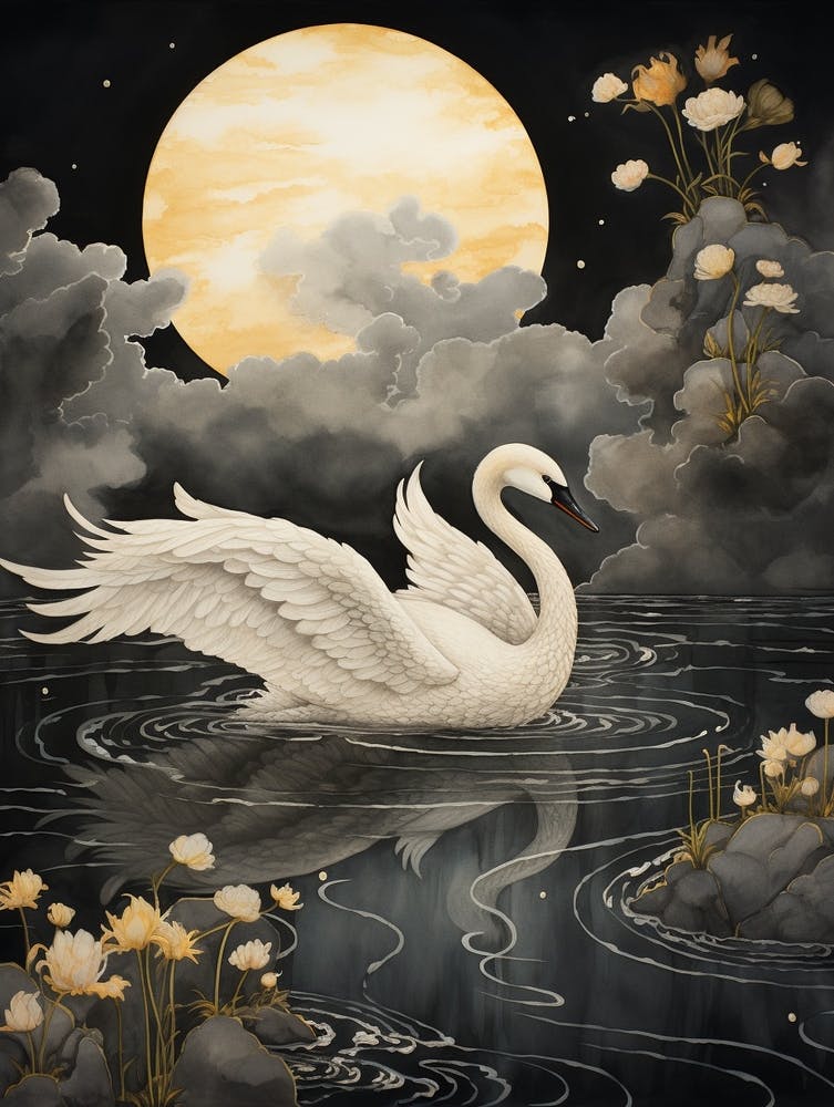 Swan 2 Gold Detail Painting