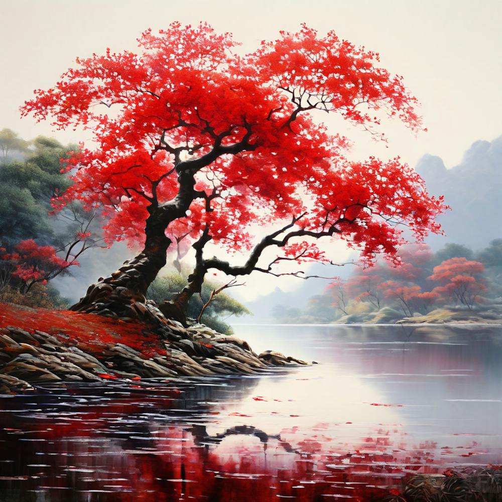 Red Tree By The River