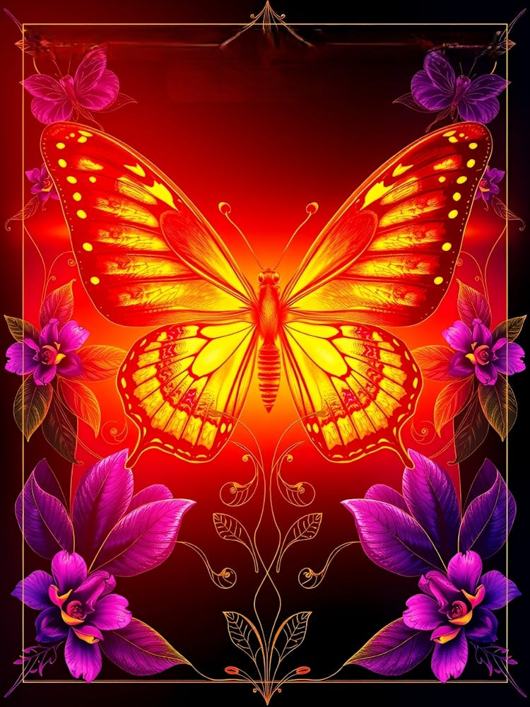 Butterfly On A Red Background