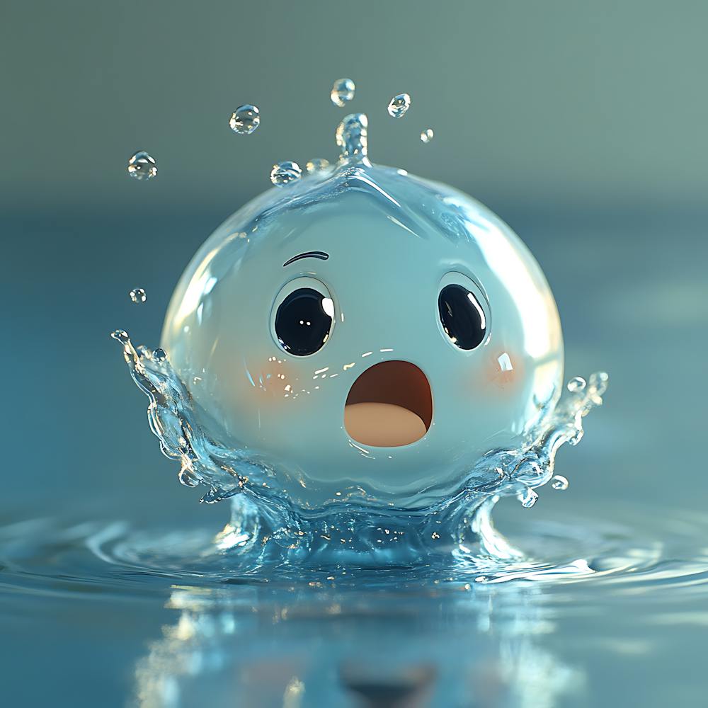 Animated Water Droplet Character 4