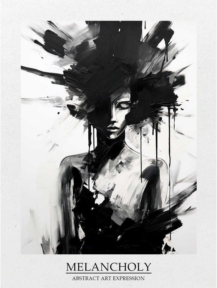 Melancholy Abstract Black And White 3 Poster