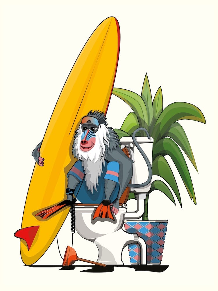 Baboon Using The Toilet