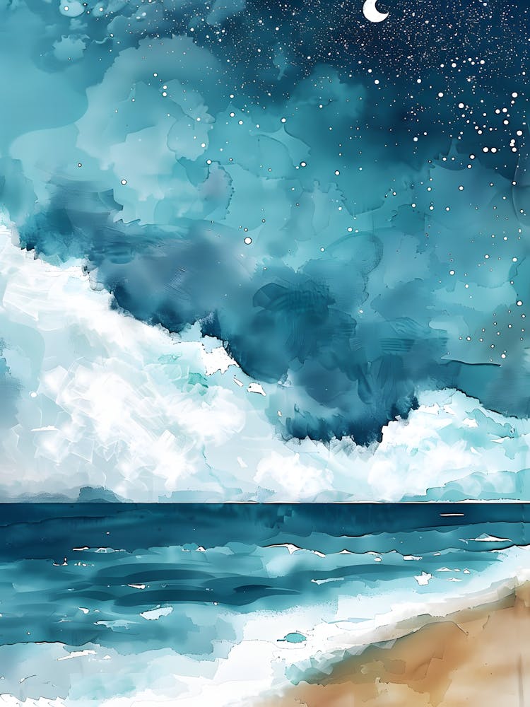Watercolor Of The Beach