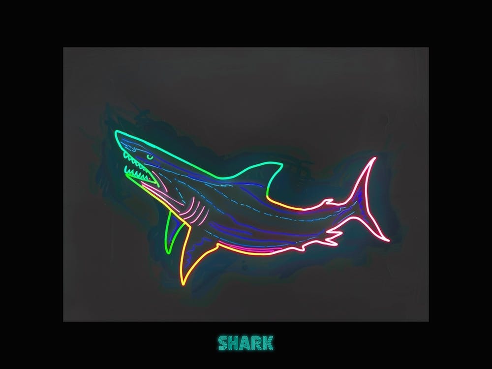 Neon Sign Inspired Shark 4 Poster