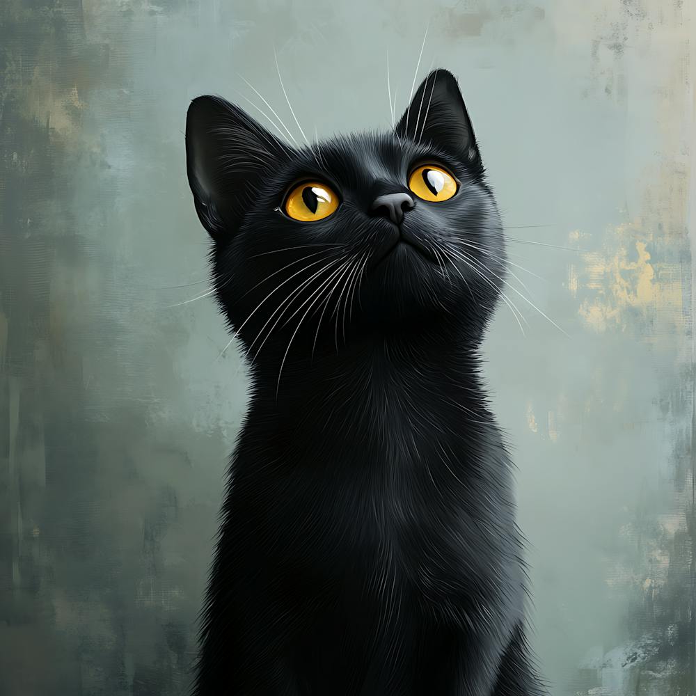 Black Cat Serene Oil Painting 3