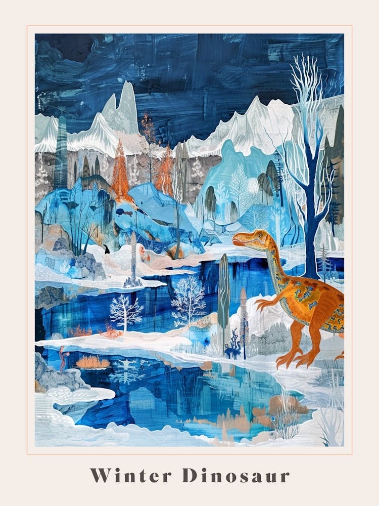 Dinosaur In An Icy Landscape Painting 3 Poster