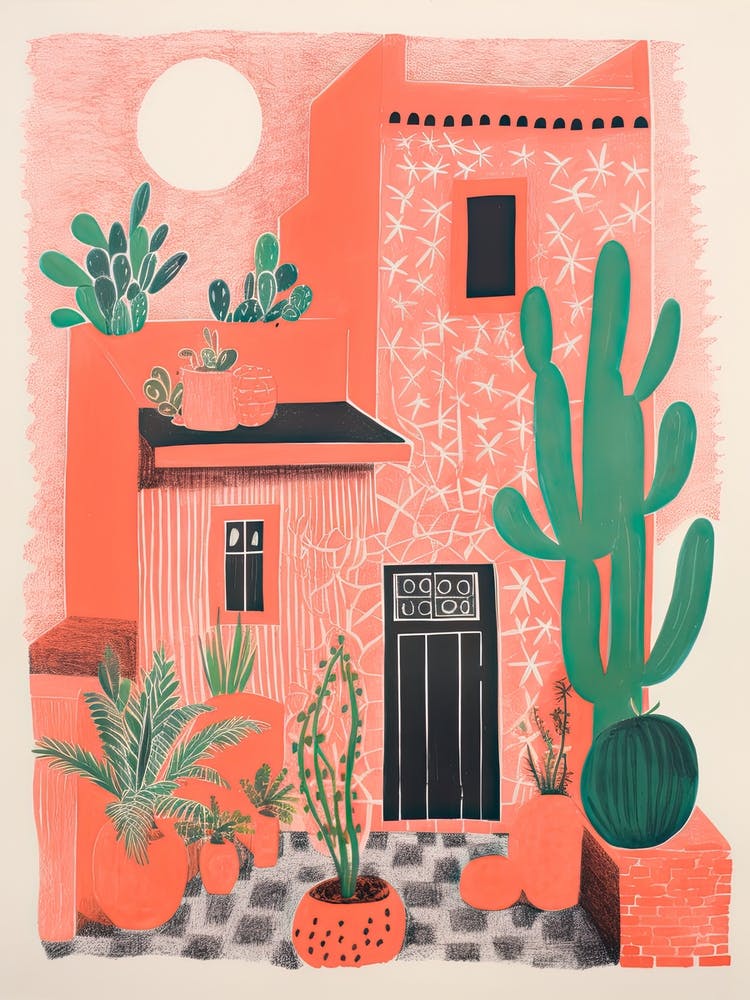 A House In Marrackech, Abstract Risograph Style 4