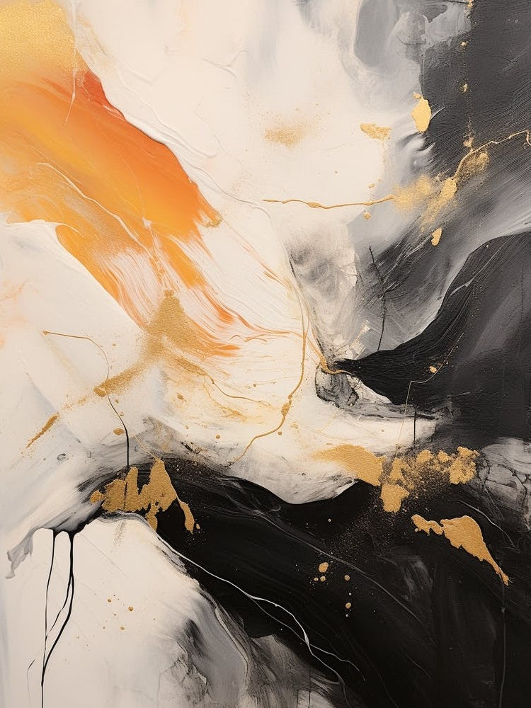 Charcoal And Orange Autumn Abstract Painting 7