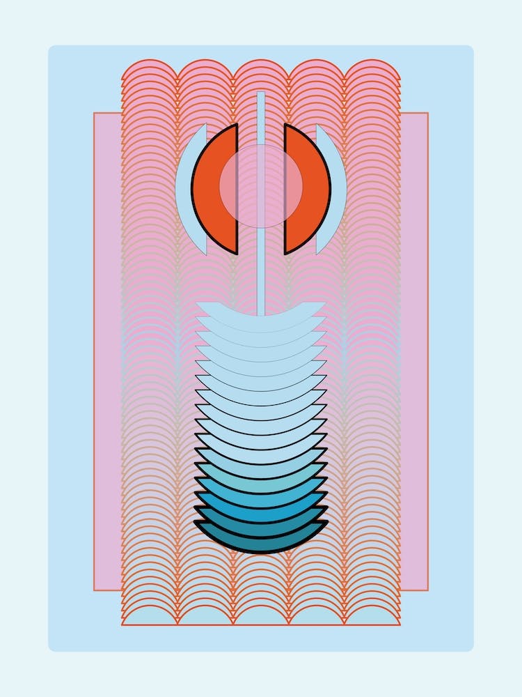 Stuck Up Blue Pink Geometric Abstract