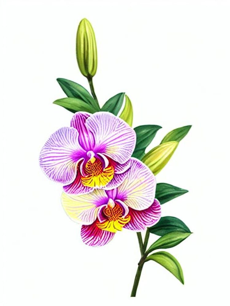 Orchids Watercolour Flower