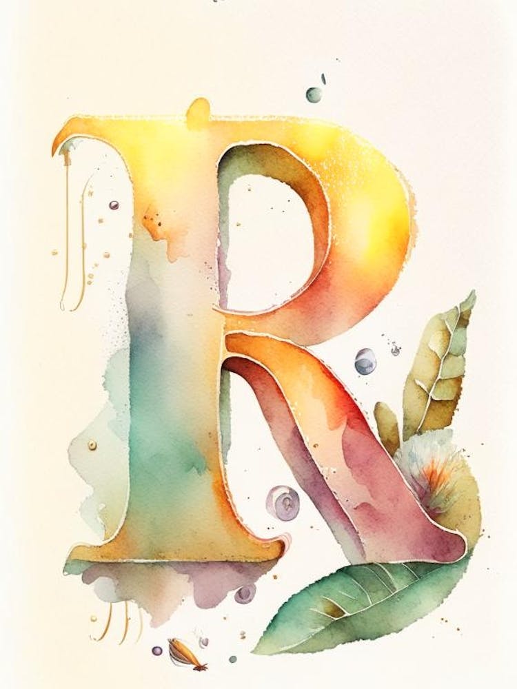 R  Letter, Alphabet Storybook Watercolour 1