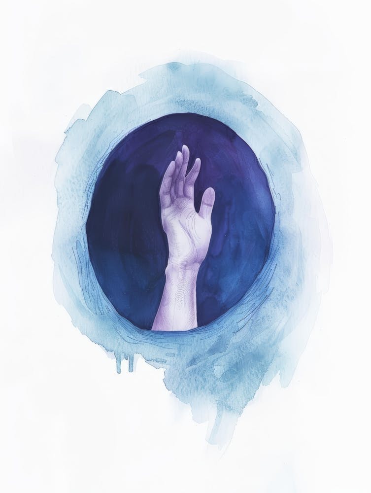 Hand In A Blue Circle