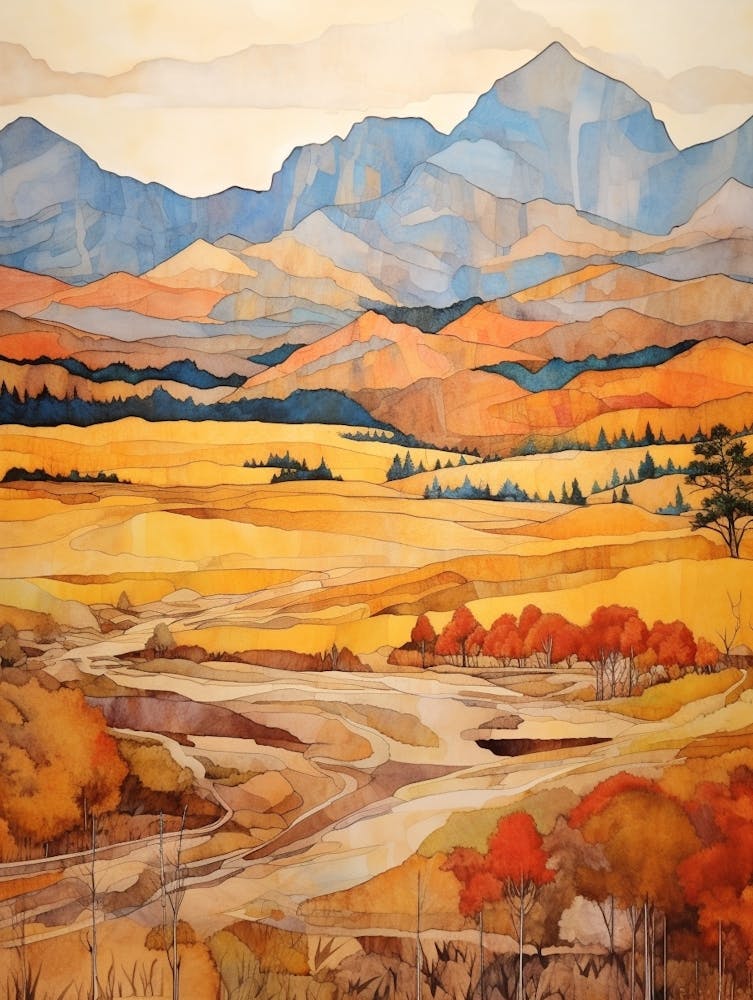 Autumn National Park Painting Rocky Mountain National Park Colorado Usa 5