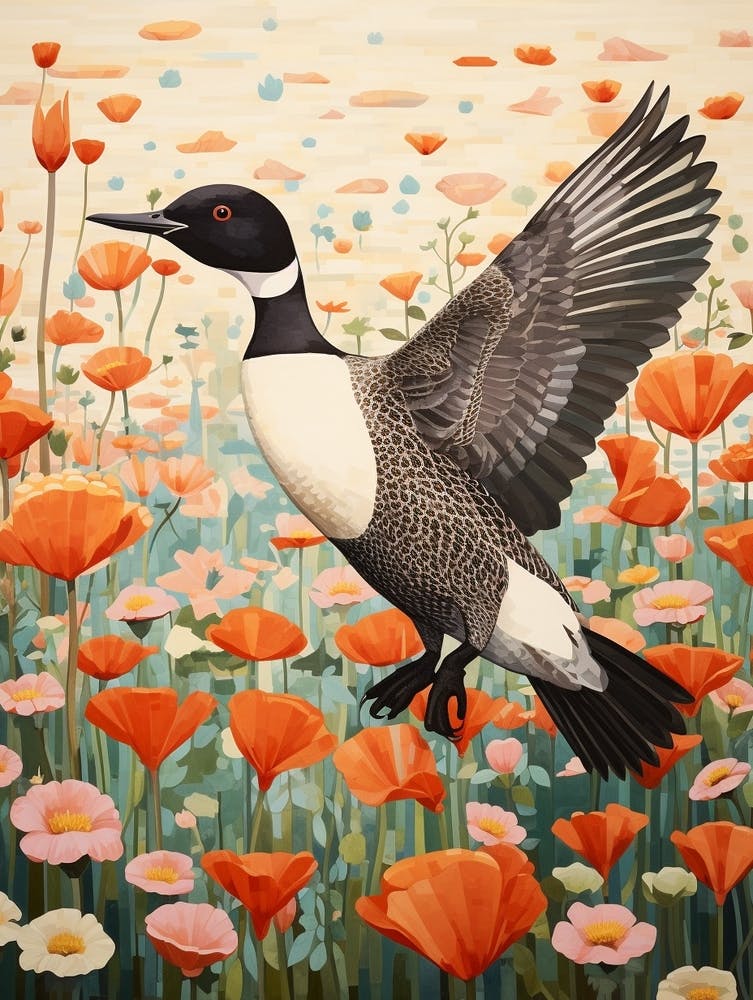 Plongeon Huard 1 Peinture d'Oiseau Détaillée