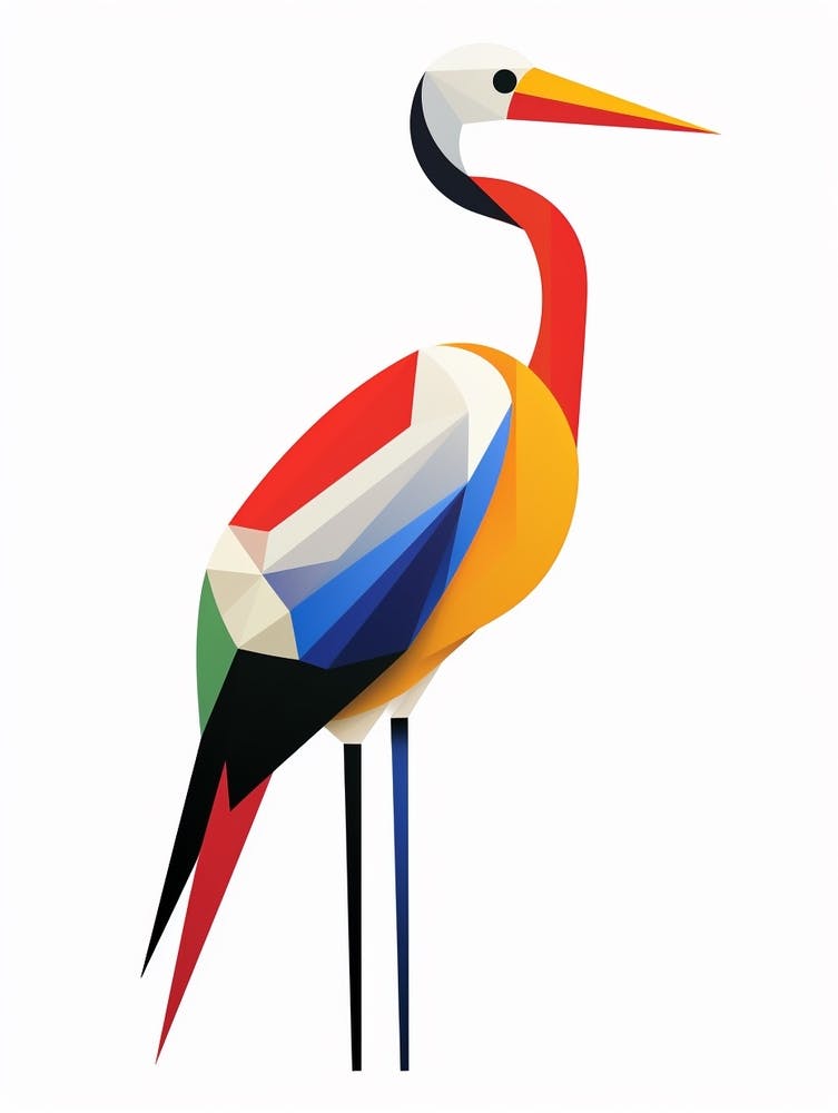 Colourful Geometric Bird Stork 1
