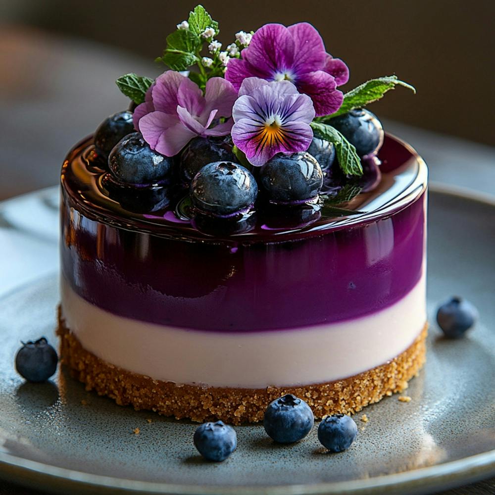 Amsmerchkiller Blueberry Mirror Glaze Mousse Cake Natural Light