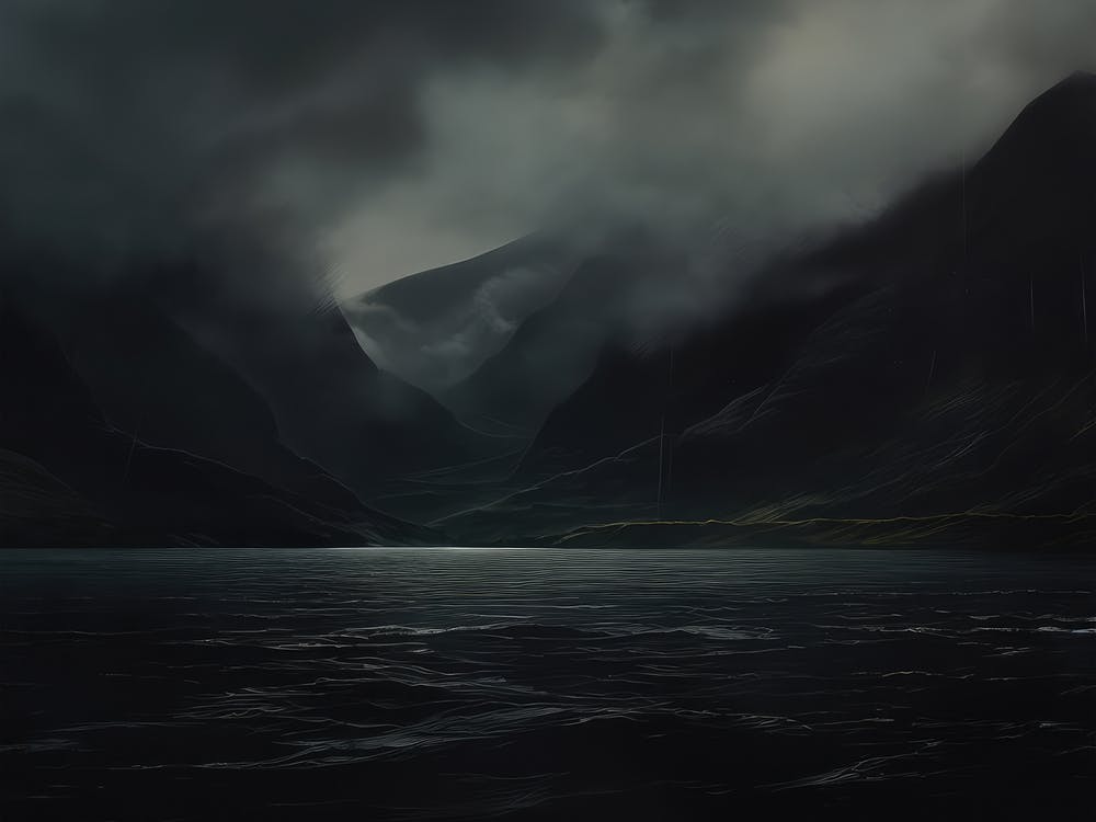 Moody Mountain Lake Vintage