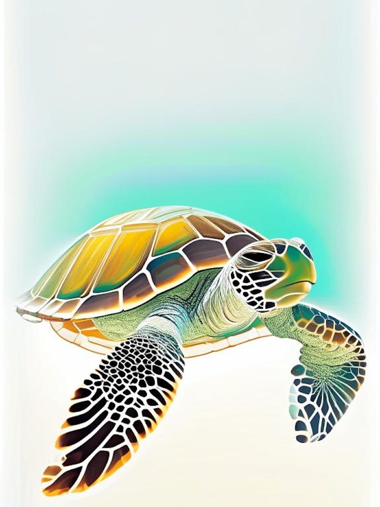 Loggerhead Sea Turtle (Caretta Caretta), Sea Turtle Neutral Abstract 1
