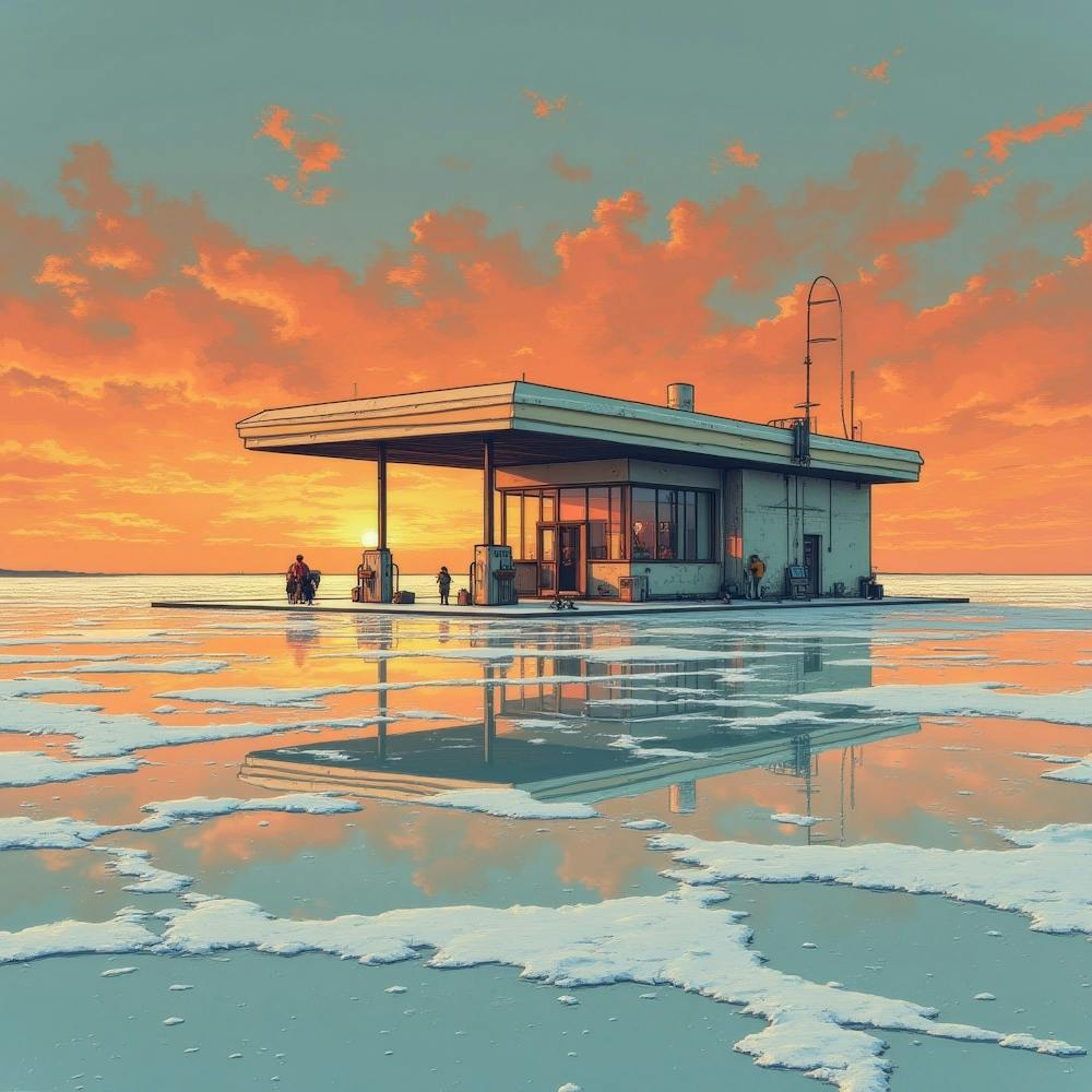 Sunset At The Gas Station