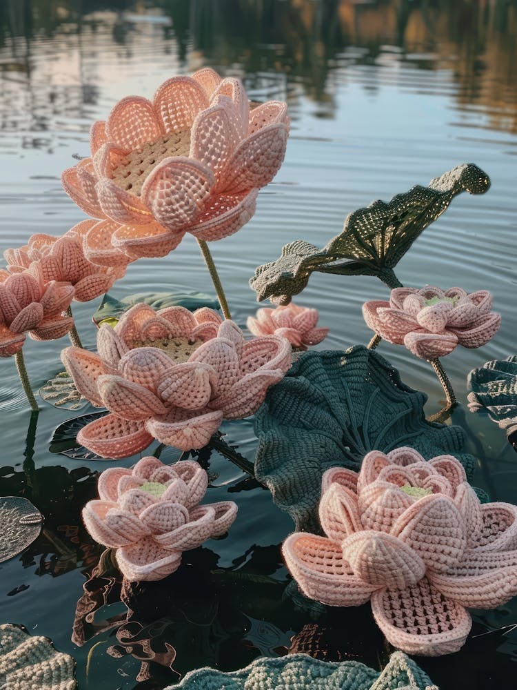 Pink Lotus Knitted In Crochet 6